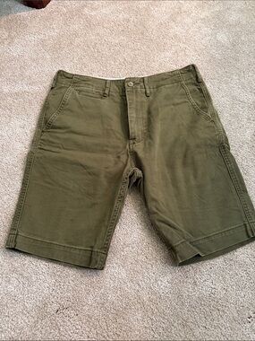 Levi's Olive Green Flat-Front Cotton Shorts